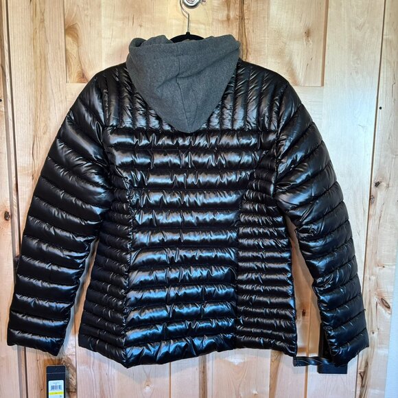 New Guess Packable Puffer Jacket Removable Hood  Stuff Sack M Black 22LMP719 - Picture 7 of 16